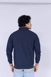 Solid Navy Blue jacket with collar details